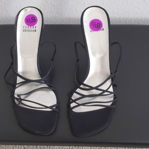 Stuart Weitzman Black Fabric Strappy Sandals